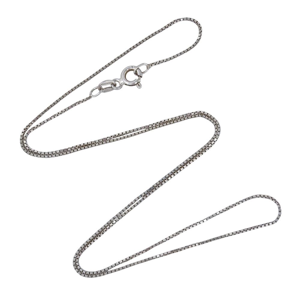 Estate Italy Sterling Silver 925 0.8mm Box Chain Necklace 19"